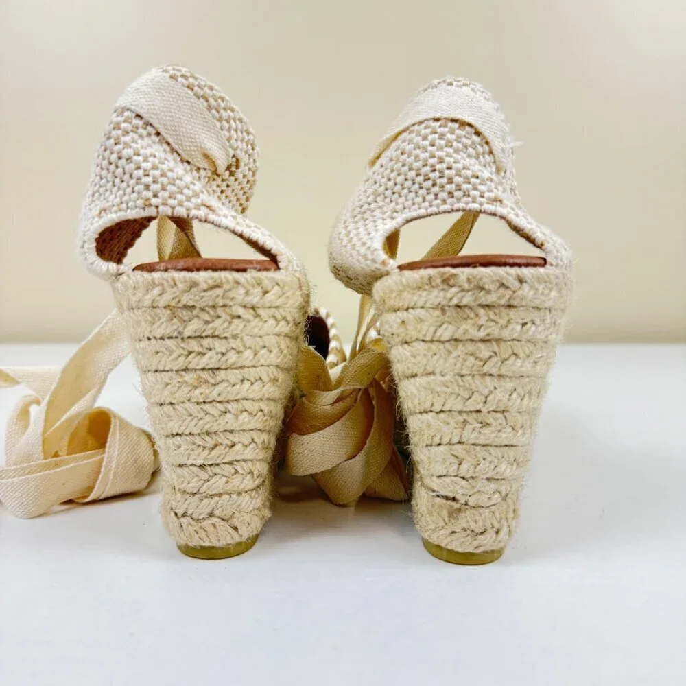New Picon Suede Leather Lace Up Espadrille Wedge